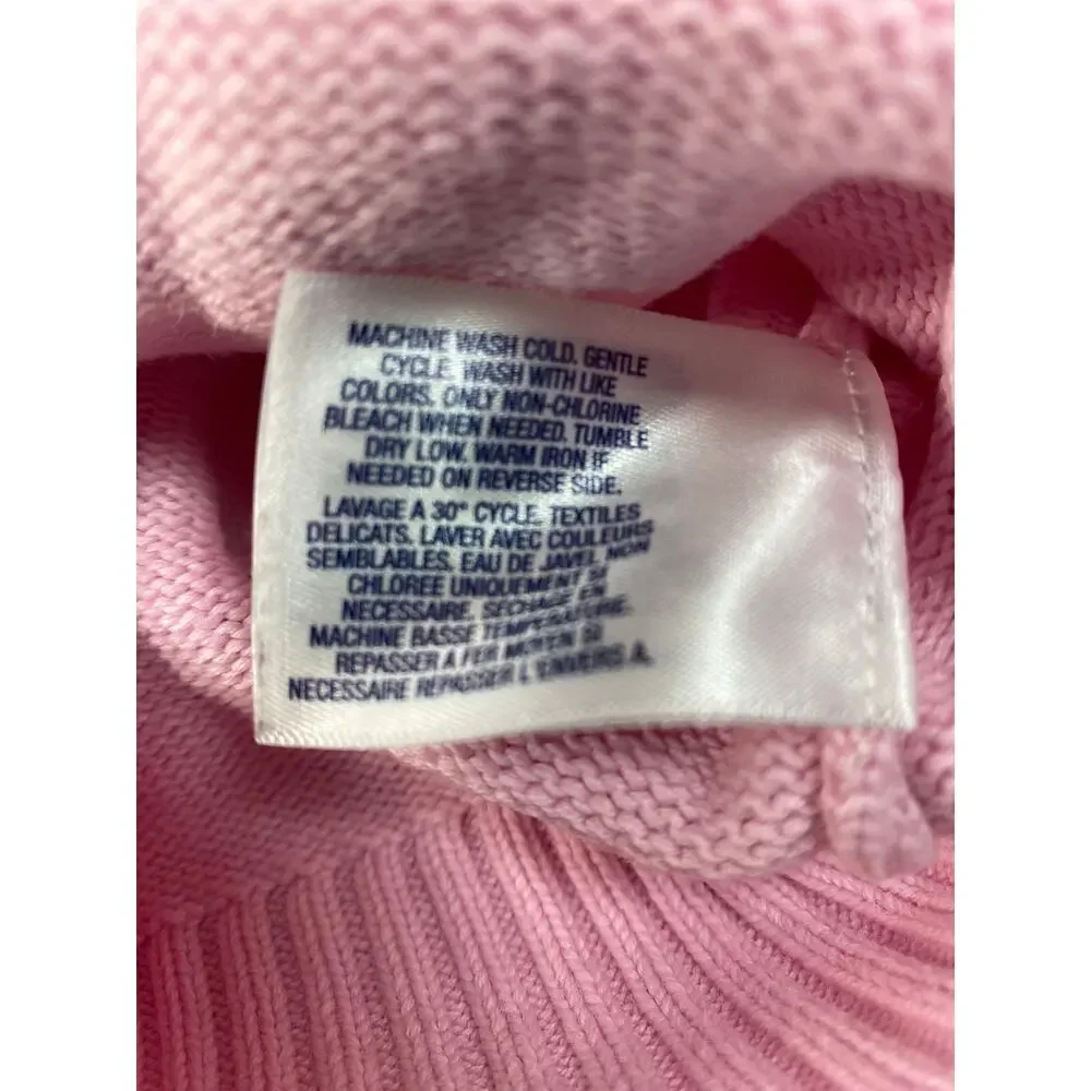 Ralph Lauren Girls 2T Pink Cotton Knit Zip Up Big Pony Hoodie Sweater Cardigan